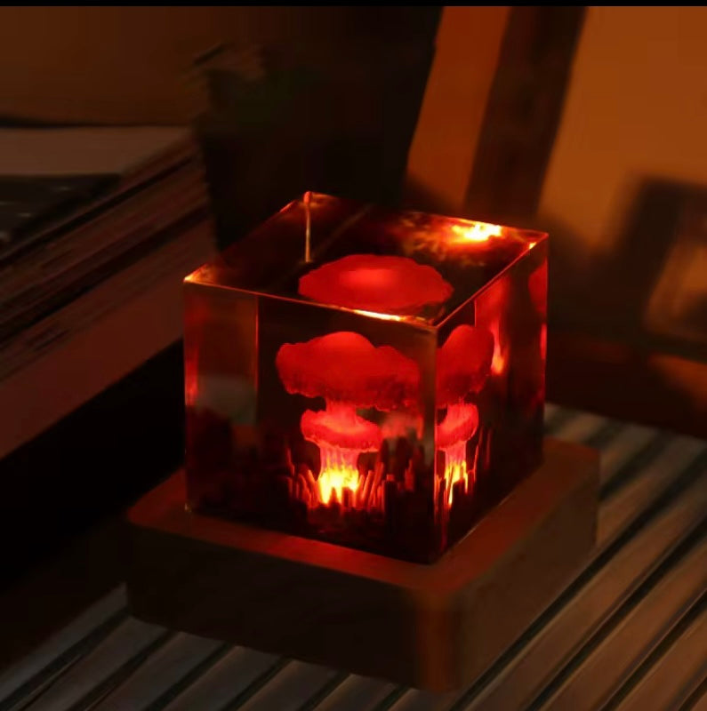 Mushroom Cloud Night Light-- Epoxy Resin USB Lamp