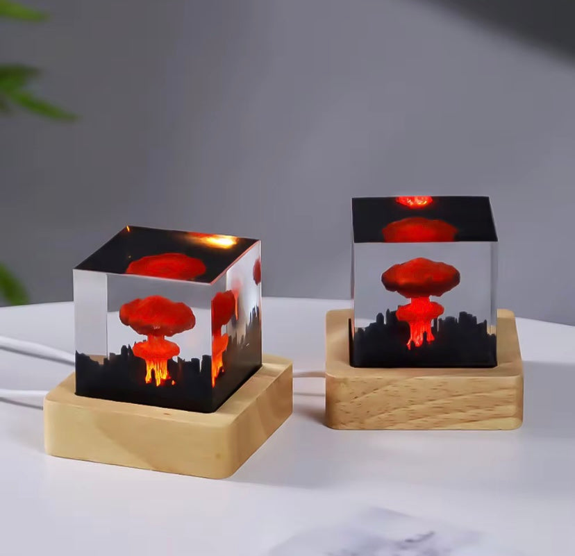 Mushroom Cloud Night Light-- Epoxy Resin USB Lamp
